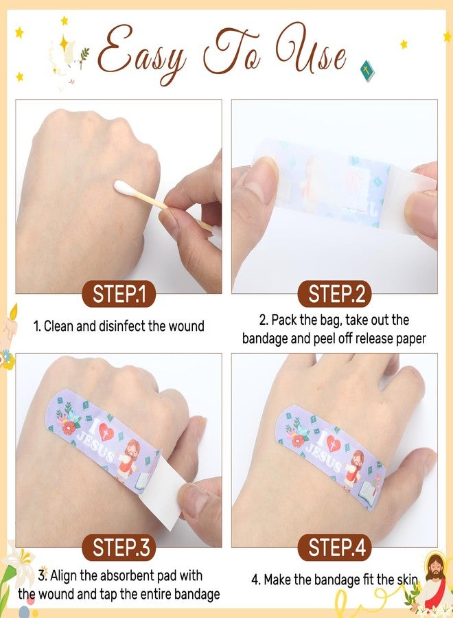 Threlaco 400 Pcs Jesus Bandages Jesus Adhesive Bandages Kids Adults Bulk 2.83x0.75'' Christian Gifts God Bless You Waterproof PE Heals Bandage for Boo Boo Church Sunday School Supplies, Latex Free - Image 4